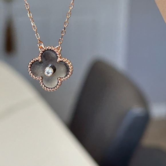 Obsidian and rose gold with crystal - Picture 4 of 5